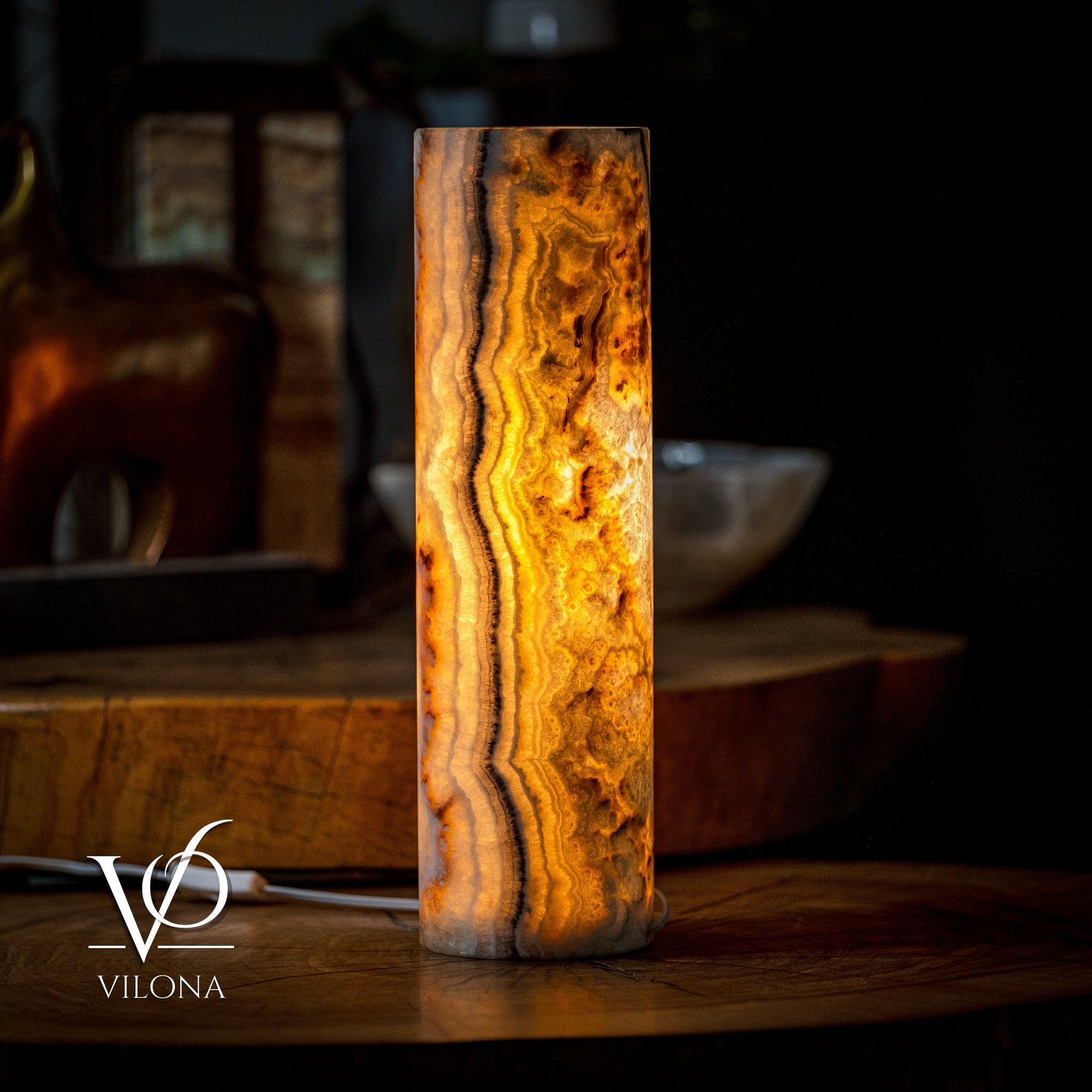Sahara Onyx Lamp (Cylinder Table Lamp #11)