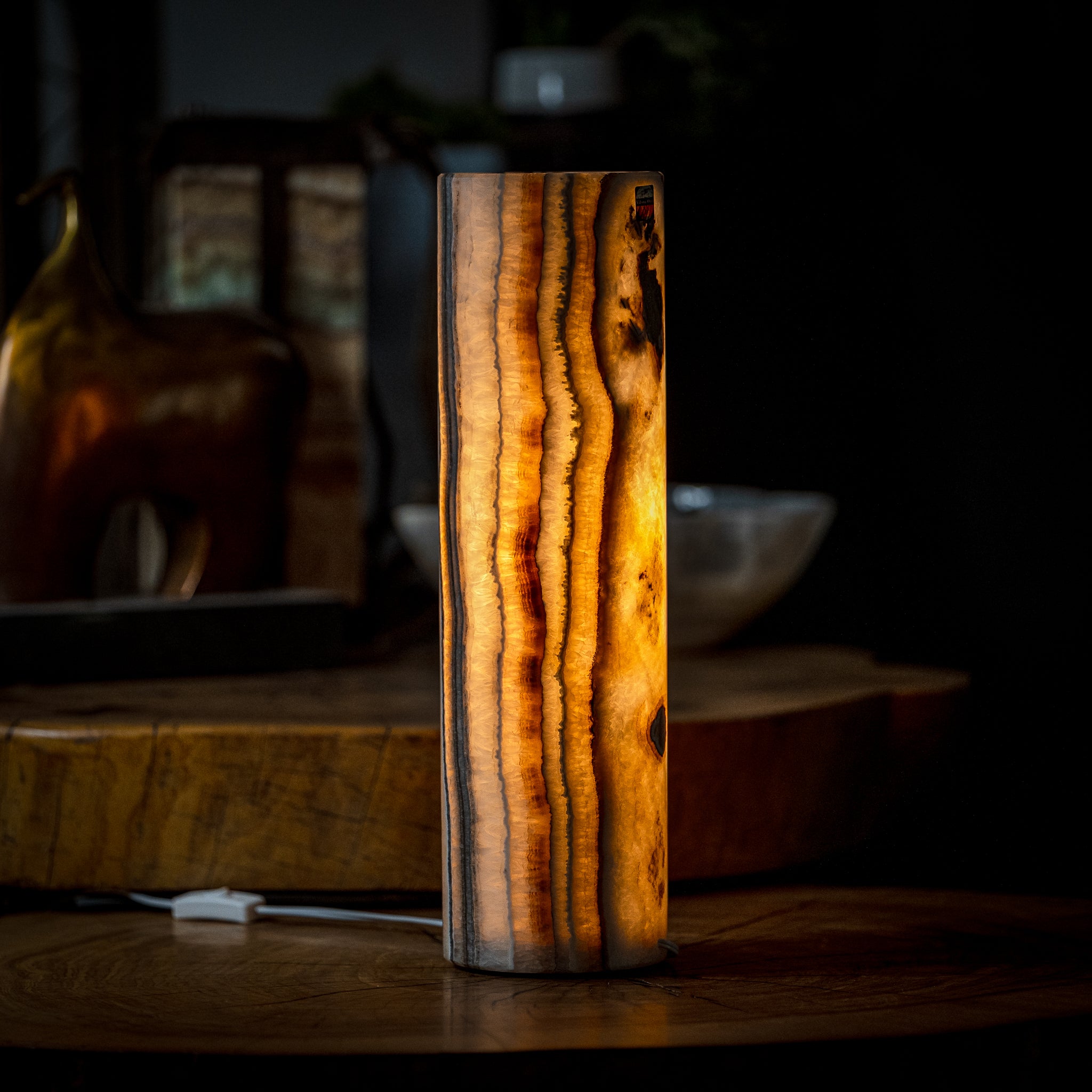 Sahara Onyx Lamp (Cylinder Table Lamp #15)