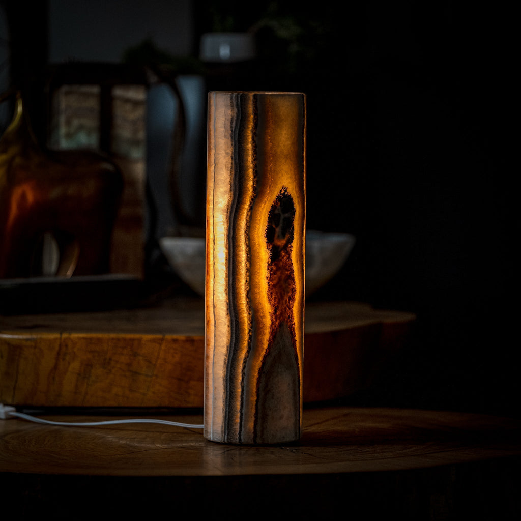 Sahara Onyx Lamp (Cylinder Table Lamp #15)