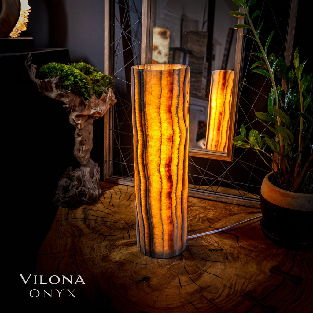 Sahara Onyx Lamp (Cylinder Table Lamp #15)