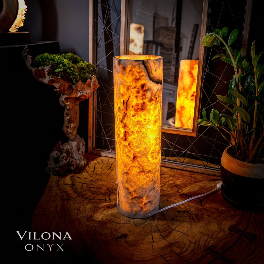 Sahara Onyx Lamp (Cylinder Table Lamp #16)