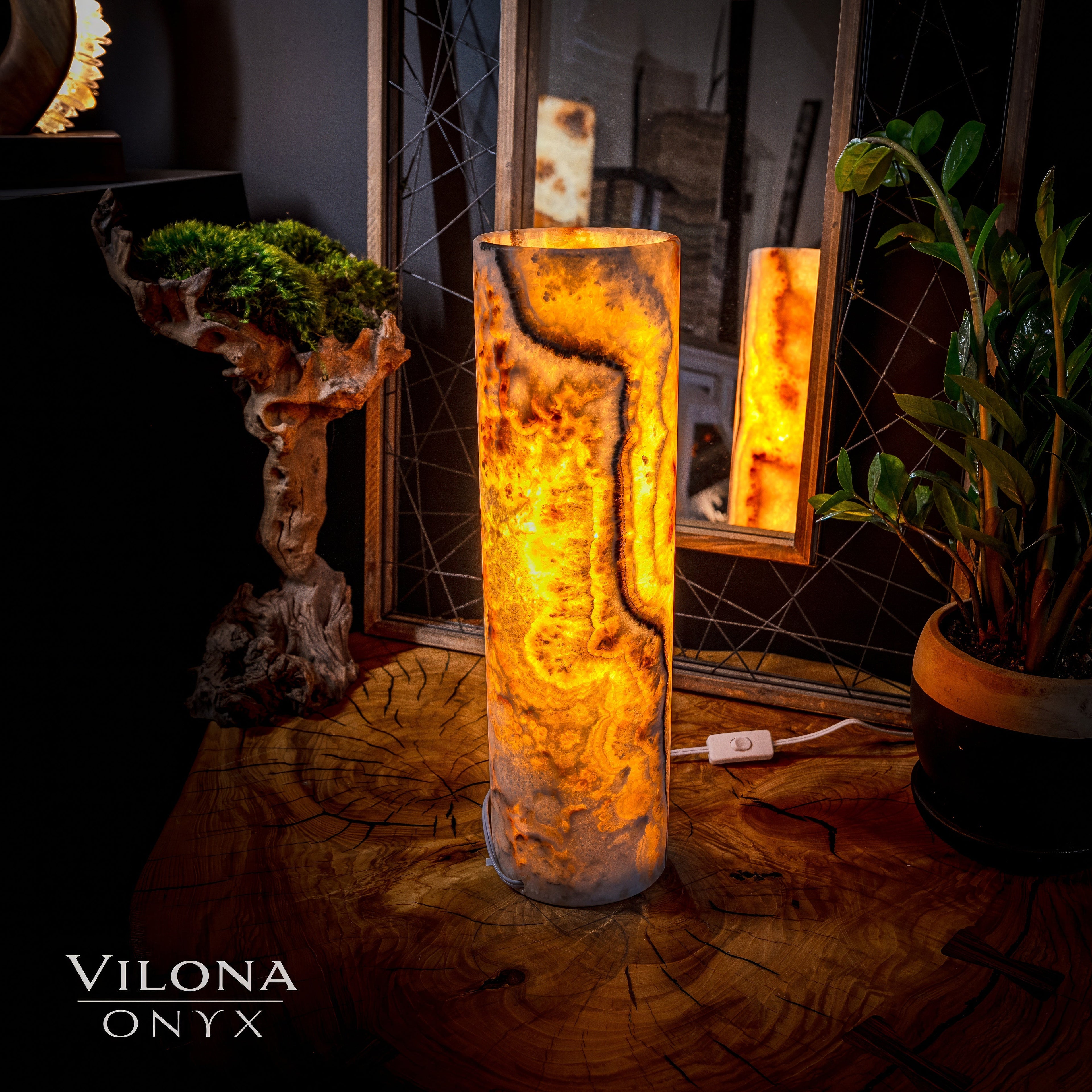 Sahara Onyx Lamp (Cylinder Table Lamp #16)