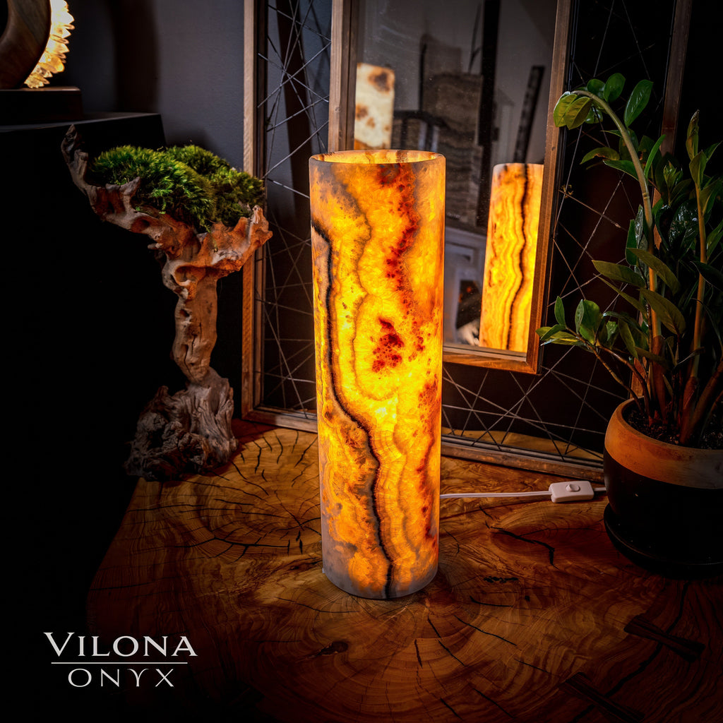 Sahara Onyx Lamp (Cylinder Table Lamp #16)