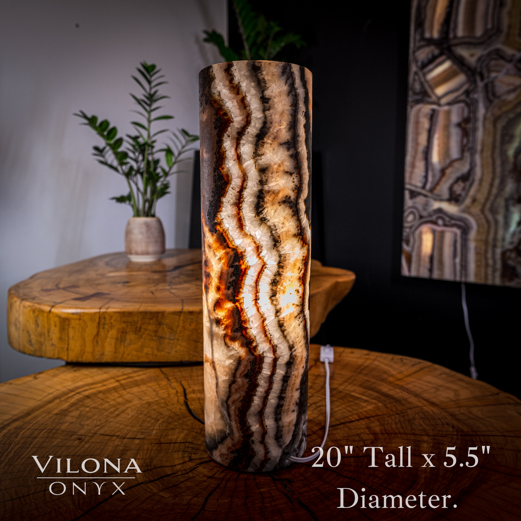 Sahara Onyx Lamp (Cylinder Table Lamp #24)