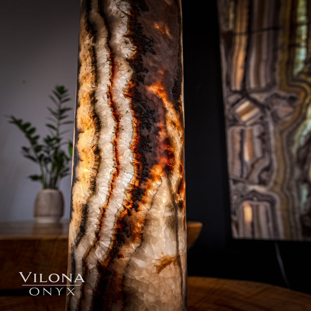 Sahara Onyx Lamp (Cylinder Table Lamp #24)
