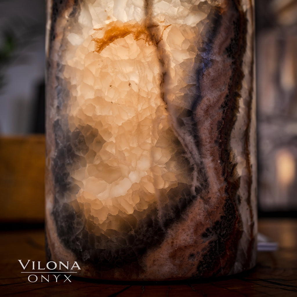 Sahara Onyx Lamp (Cylinder Table Lamp #24)