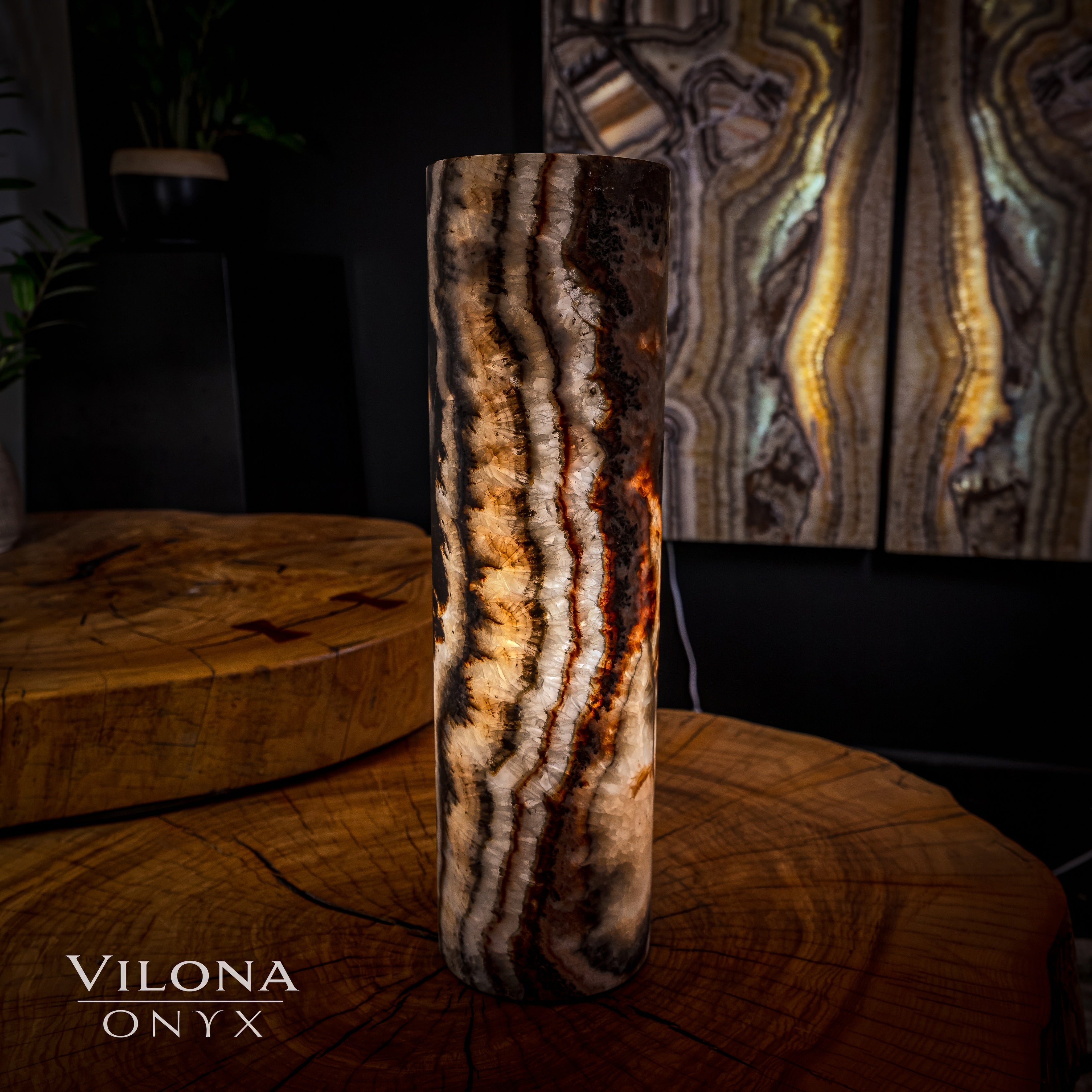 Sahara Onyx Lamp (Cylinder Table Lamp #24)