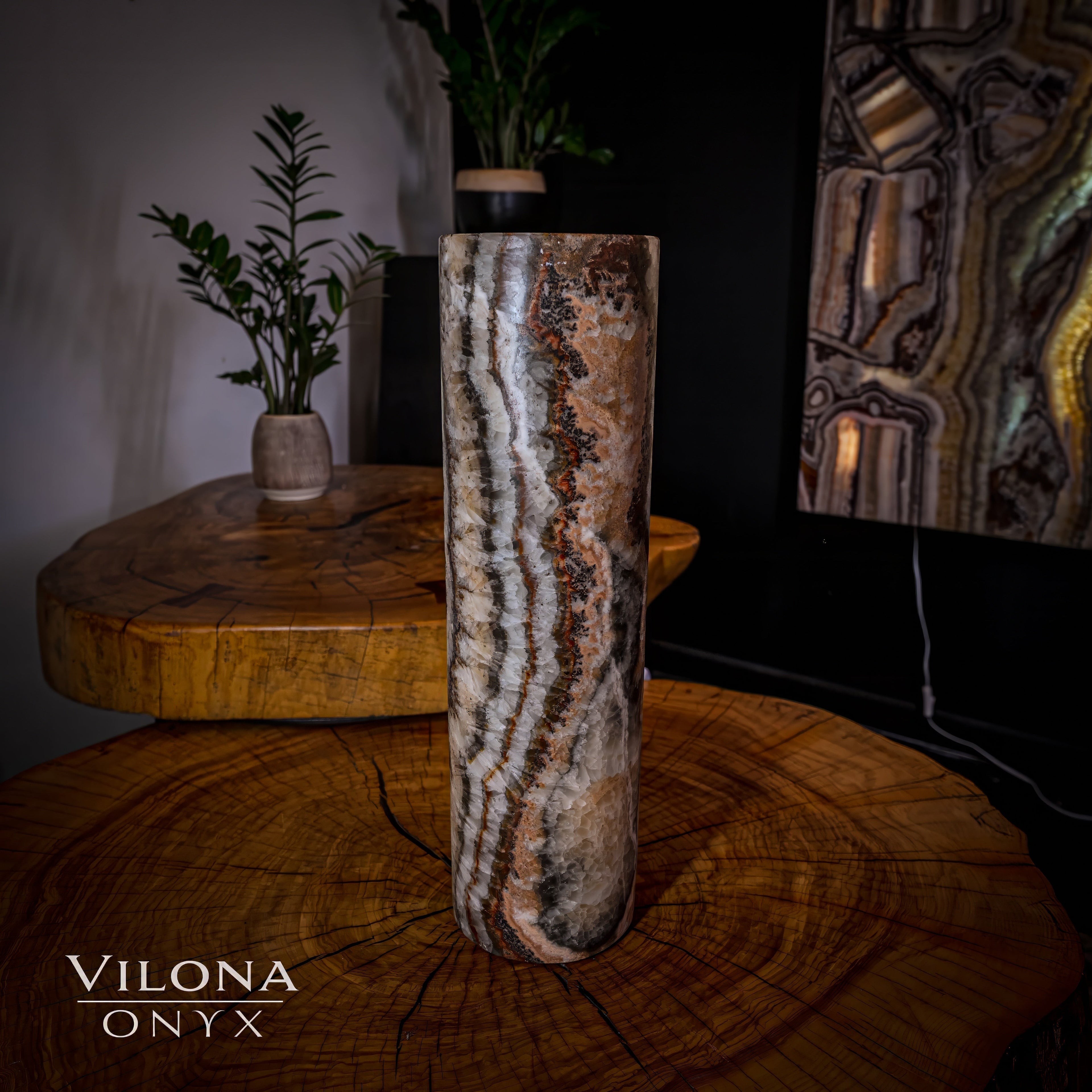 Sahara Onyx Lamp (Cylinder Table Lamp #24)