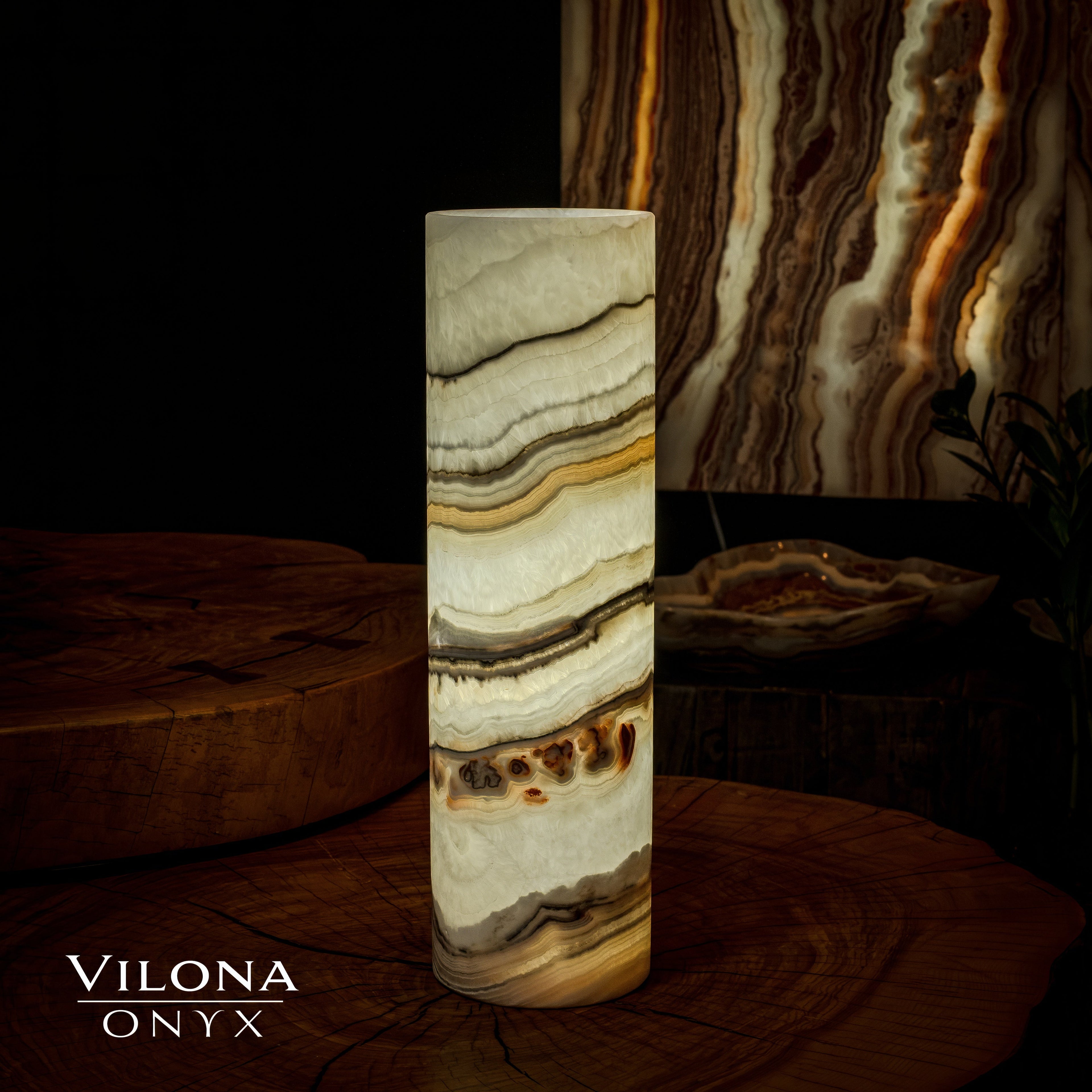 Sahara Onyx Lamp (Cylinder Table Lamp #33)