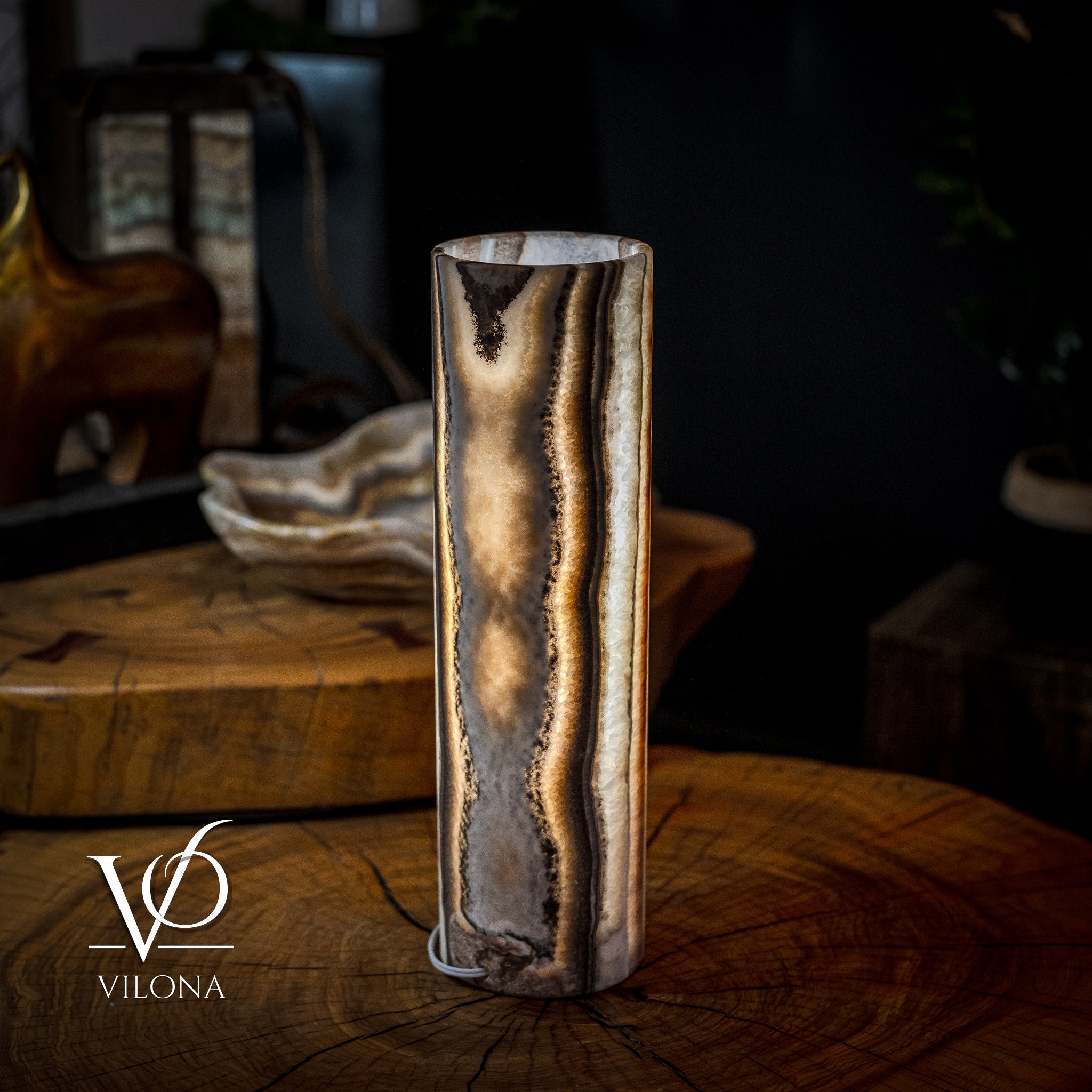 Sahara Onyx Lamp (Cylinder Table Lamp #34)