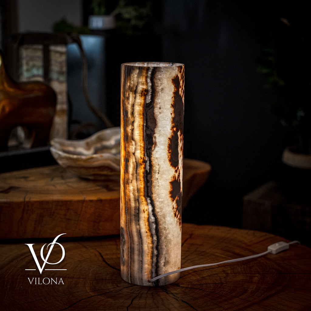 Sahara Onyx Lamp (Cylinder Table Lamp #35)