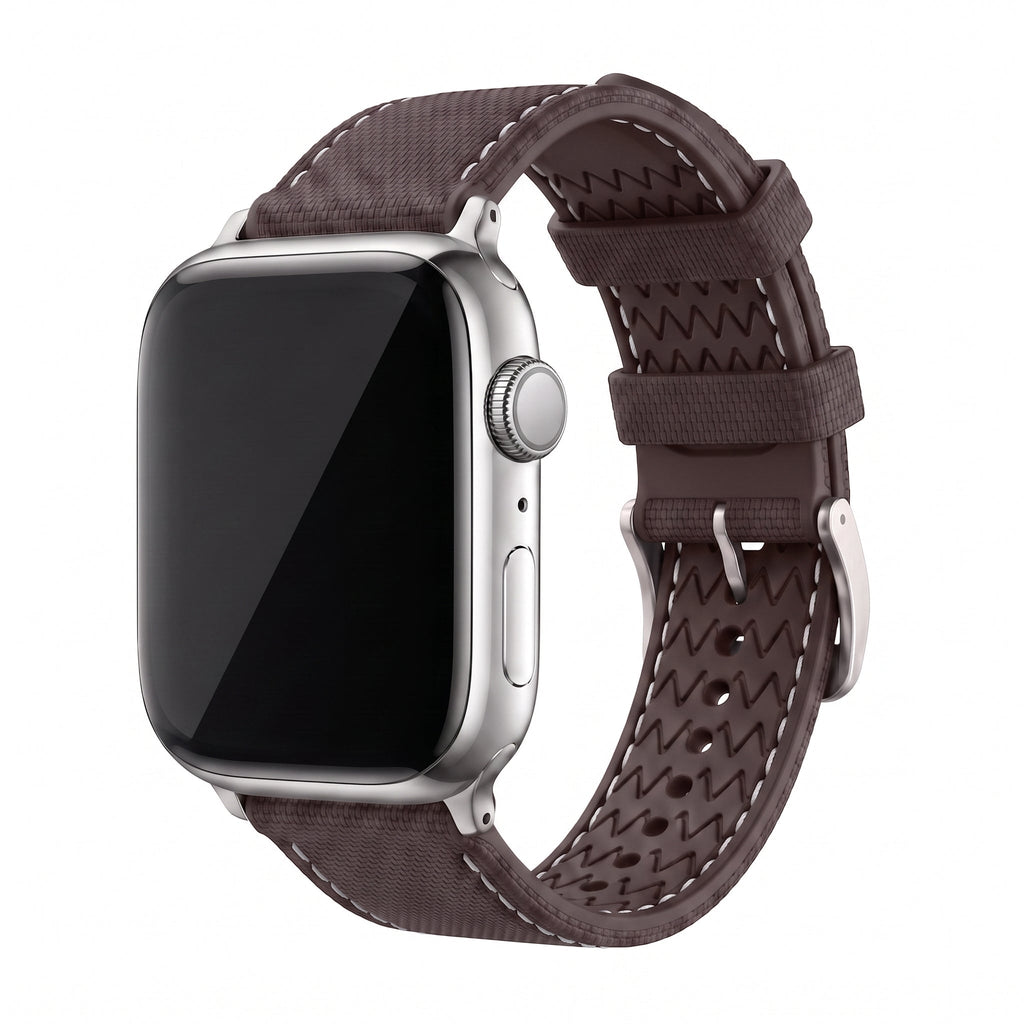 Sailcloth Rubber Buckle - For Apple Watch - Brown/White