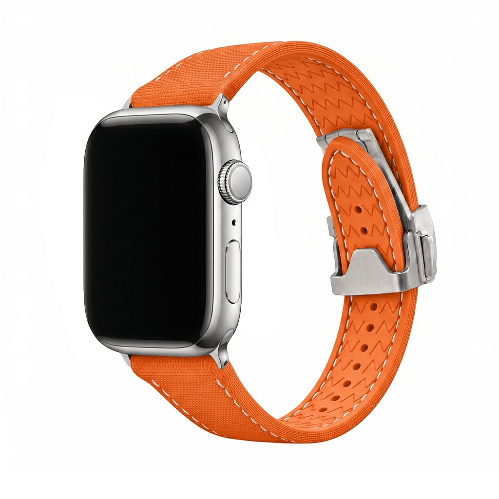 Sailcloth Rubber Deploy Band – For Apple Watch - Orange
