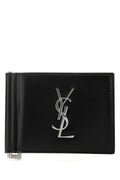 SAINT LAURENT Leather Card Holder - Mini Design for Men