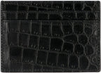 SAINT LAURENT Mini Crocodile-Embossed Leather Card Case