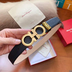 Salvatore Ferragamo Gancini Belt - Black Italian Leather Luxury