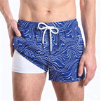 Men’s Premium Compression-Lined Hybrid Shorts – Sand Waves-Harbor and Surf