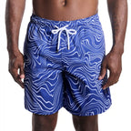 Men’s Premium Compression-Lined Hybrid Shorts – Sand Waves-Harbor and Surf