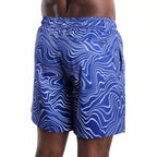 Men’s Premium Compression-Lined Hybrid Shorts – Sand Waves-Harbor and Surf