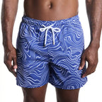 Men’s Premium Compression-Lined Hybrid Shorts – Sand Waves-Harbor and Surf