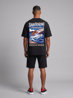 'Santorini Express' Oversized Graphic Tee — Black