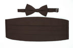 Men's Brown Satin Cummerbund & Bow Tie Set – Adjustable Tuxedo Set