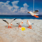 5pc Itty Bitty 🕊️  Flock of Seagulls Toy Set of Birds + Fries 🍟 Archie McPhee