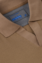 Short Sleeve Sweater Polo Solid // Sepia