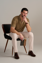 Short Sleeve Sweater Polo Solid // Sepia