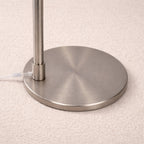 Serene Brushed Nickel Floor Lamp with Rotary Switch Metal Base White Linen Shade