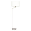 Serene Brushed Nickel Floor Lamp with Rotary Switch Metal Base White Linen Shade
