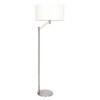 Serene Brushed Nickel Floor Lamp with Rotary Switch Metal Base White Linen Shade