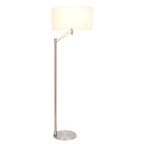 Serene Brushed Nickel Floor Lamp with Rotary Switch Metal Base White Linen Shade