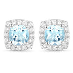 4.62 Carat Genuine Blue Topaz and White Topaz .925 Sterling Silver 3 Piece Jewelry Set (Ring, Earrings, and Pendant w/ Chain)