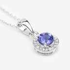 1.05 Carat Genuine Tanzanite and White Topaz .925 Sterling Silver Pendant