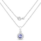 1.05 Carat Genuine Tanzanite and White Topaz .925 Sterling Silver Pendant