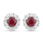 2.17 Carat Genuine Ruby and White Topaz .925 Sterling Silver Jewelry Set