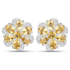 7.92 Carat Genuine Citrine and White Topaz .925 Sterling Silver 3 Piece Jewelry Set (Ring, Earrings, and Pendant w/ Chain)