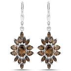 16.36 Carat Genuine Smoky Quartz .925 Sterling Silver 3 Piece Jewelry Set (Ring, Earrings, and Pendant w/ Chain)