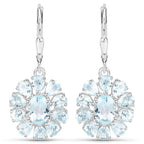 14.02 Carat Genuine Blue Topaz and White Topaz .925 Sterling Silver 3 Piece Jewelry Set (Ring, Earrings, and Pendant w/ Chain)