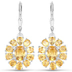 12.24 Carat Genuine Citrine and White Topaz .925 Sterling Silver 3 Piece Jewelry Set (Ring, Earrings, and Pendant w/ Chain)