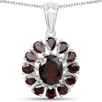13.82 Carat Genuine Garnet and White Topaz .925 Sterling Silver 3 Piece Jewelry Set (Ring, Earrings, and Pendant w/ Chain)