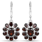 13.82 Carat Genuine Garnet and White Topaz .925 Sterling Silver 3 Piece Jewelry Set (Ring, Earrings, and Pendant w/ Chain)