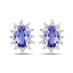 2.00 Carat Genuine Tanzanite and White Topaz .925 Sterling Silver Jewelry Set