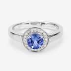 1.05 Carat Genuine Tanzanite and White Topaz .925 Sterling Silver Ring