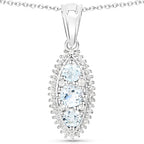 4.50 Carat Genuine Blue Topaz and White Topaz .925 Sterling Silver 3 Piece Jewelry Set (Ring, Earrings, and Pendant w/ Chain)