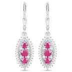 4.32 Carat Genuine Ruby and White Topaz .925 Sterling Silver 3 Piece Jewelry Set (Ring, Earrings, and Pendant w/ Chain)
