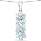 9.88 Carat Genuine Blue Topaz .925 Sterling Silver 3 Piece Jewelry Set (Ring, Earrings, and Pendant w/ Chain)