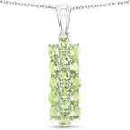 8.84 Carat Genuine Peridot .925 Sterling Silver 3 Piece Jewelry Set (Ring, Earrings, and Pendant w/ Chain)