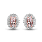 2.28 Carat Genuine Morganite and White Topaz .925 Sterling Silver 3 Piece Jewelry Set (Ring, Earrings, and Pendant w/ Chain)
